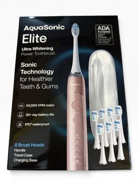 AquaSonic Elite Ultra-Whitening Power Toothbrush - New In Sealed Box
